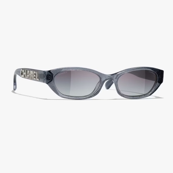 CHANEL Accessories - Black Chanel Rectangle Sunglasses